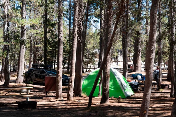White Wolf Campsite with tent and vehicle - NPS Photo