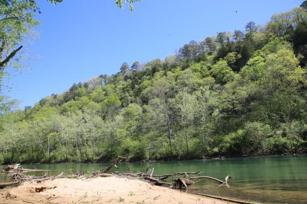 A wide, blue river with lush green trees along the hillside. - NPS Photo / Wil Marischen