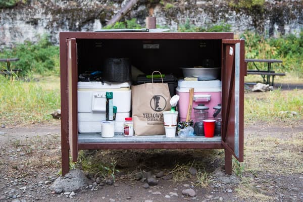 Bear proof food storage at the Pebble Creek Campground - NPS / Neal Herbert